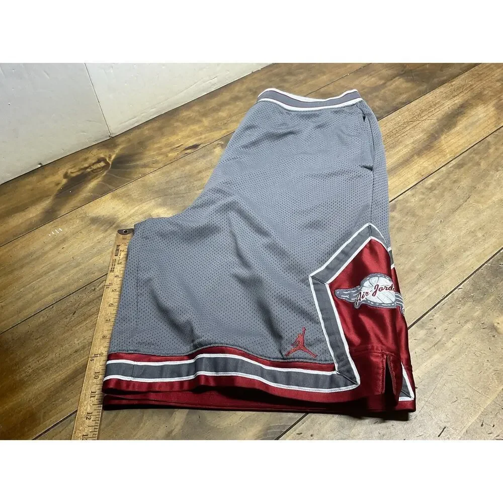 Vintage Nike Air Jordan Diamond Wings Basketball Shorts Heavy Long White Size XL